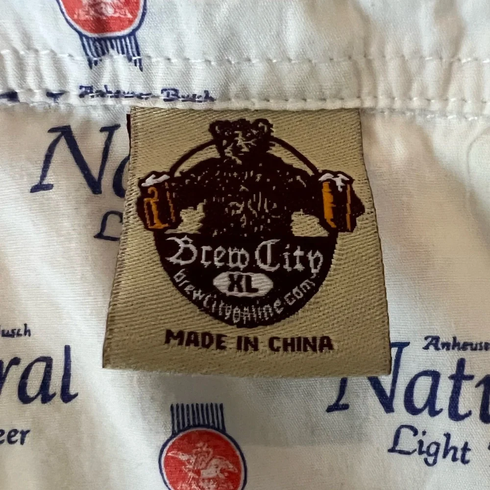 Natural Light Beer Short Sleeve Button Down Shirt Size XL - Picture 4 of 5